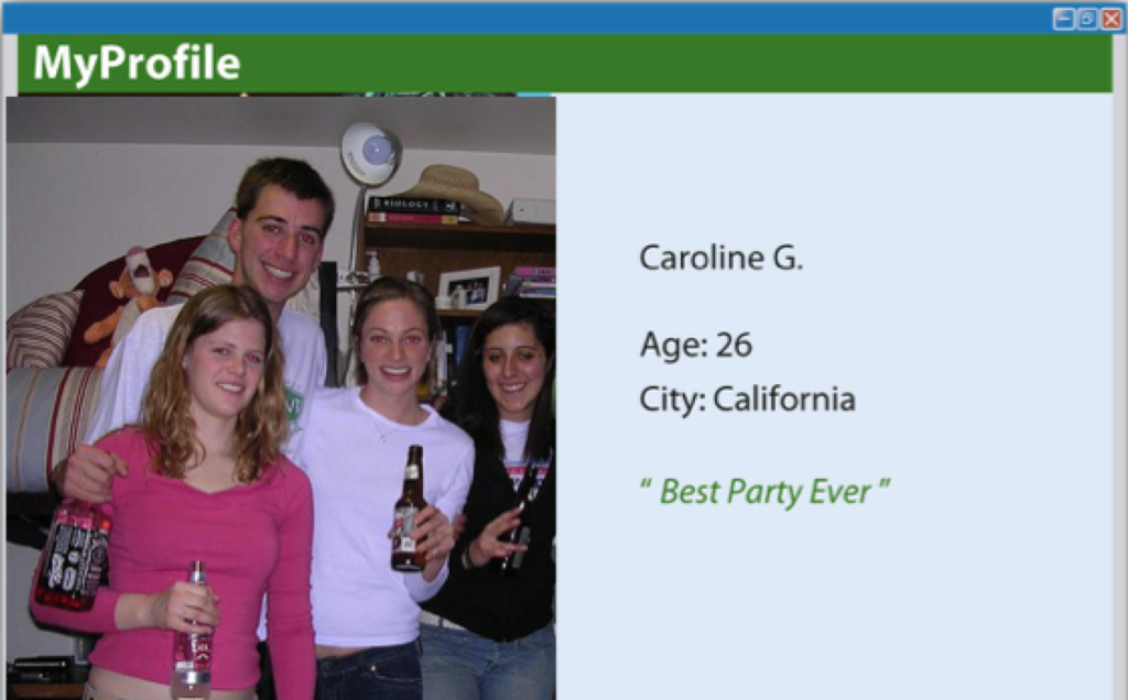 Social media profile picture with students holding alcoholic beverages.