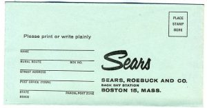 Sears mail order catalog envelope.