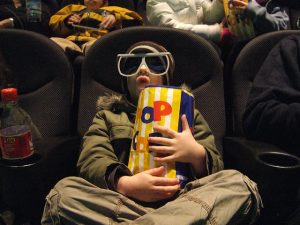 person watching 3D movie