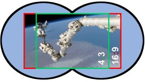 Photograph demonstrating dimensions of high definition versus standard.