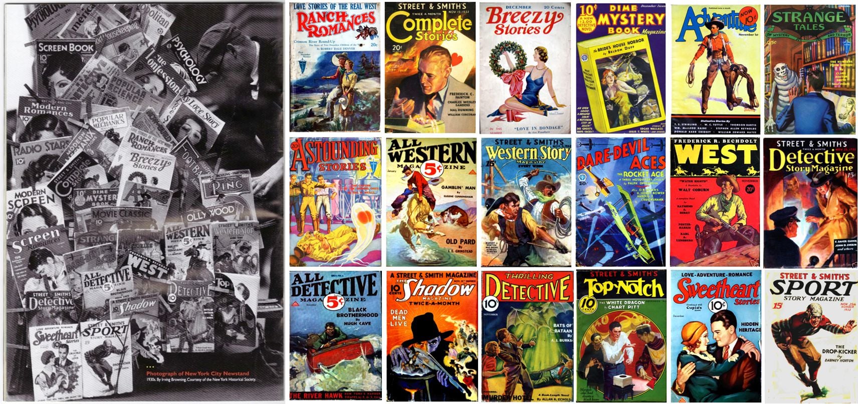 A collection of pulp magazines