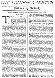 Cover image of The London Gazette from 1666.